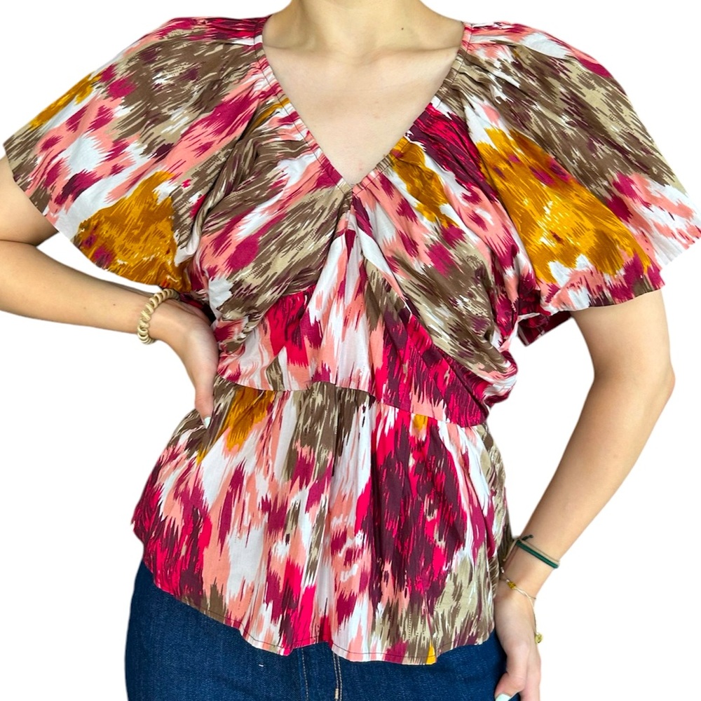 Anthropologie Blouse Open Back Burgundy